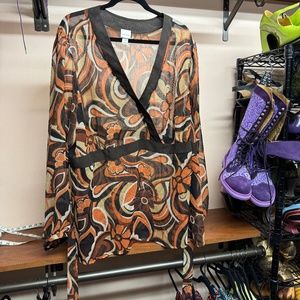 Venezia/Lane Bryant Brown & Orange Top, size 26/28 NWOT